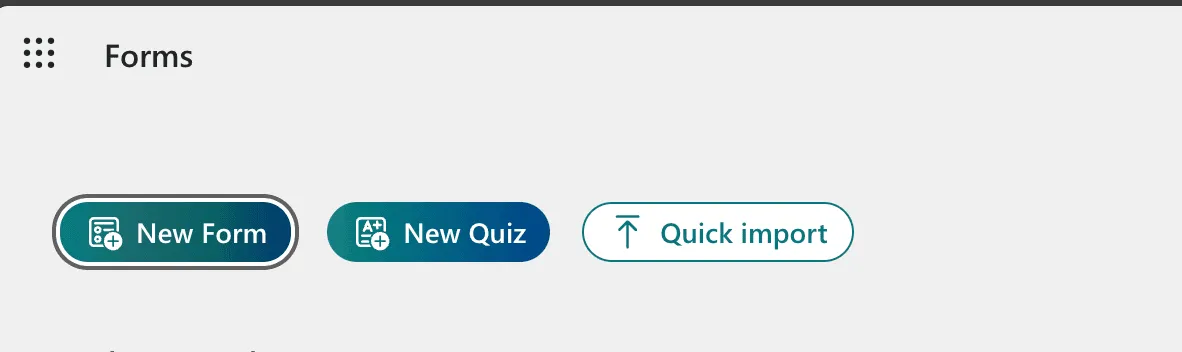 Start new Microsoft Form