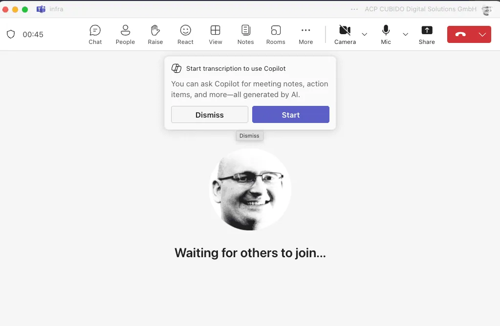 Enable Copilot for this Teams Meeting